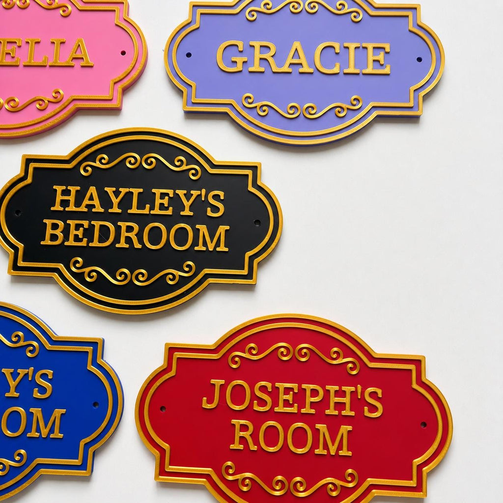 Personalised Kids Name Door Sign Custom Girls Boys Gold Bedroom Decoration Plate