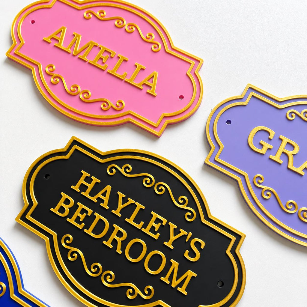 Personalised Kids Name Door Sign Custom Girls Boys Gold Bedroom Decoration Plate