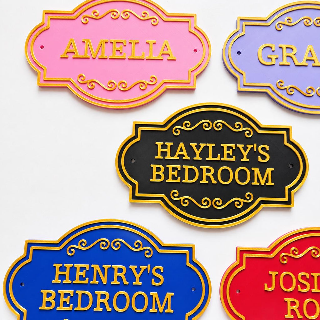 Personalised Kids Name Door Sign Custom Girls Boys Gold Bedroom Decoration Plate