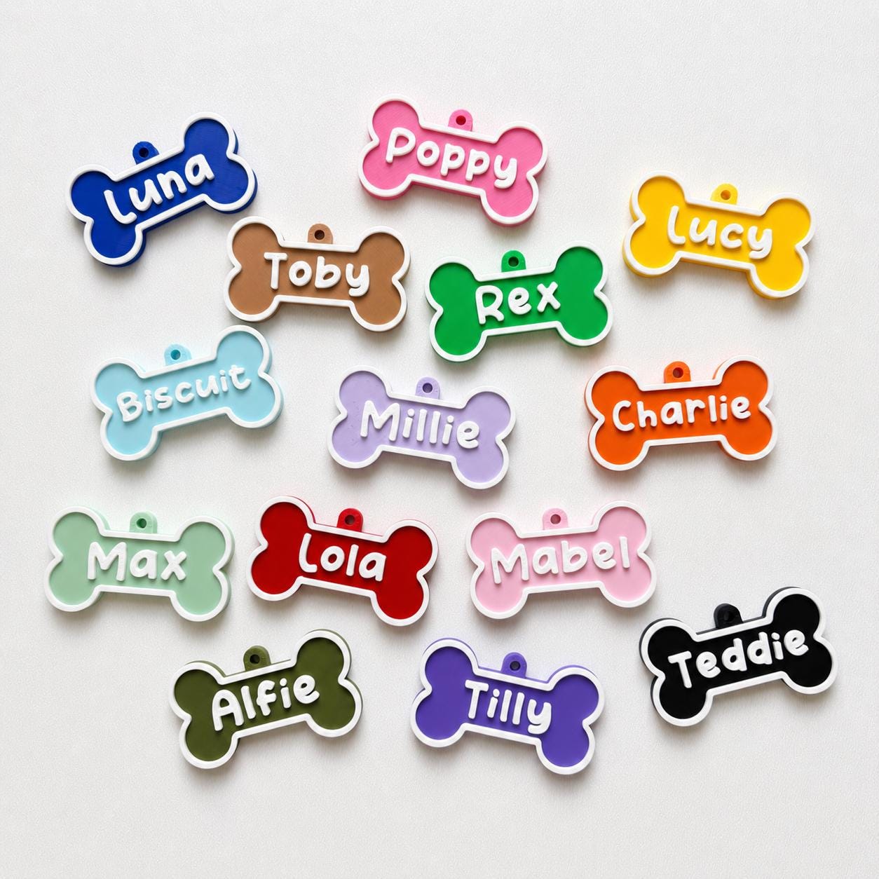 Personalised Pet Collar Name Tag - Custom Dog Puppy Cat ID Disk Bone Charm