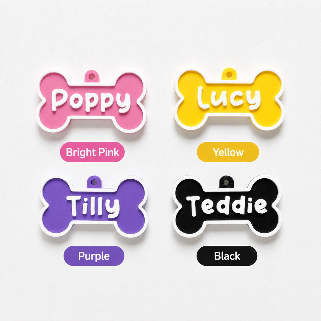 Personalised Pet Collar Name Tag - Custom Dog Puppy Cat ID Disk Bone Charm