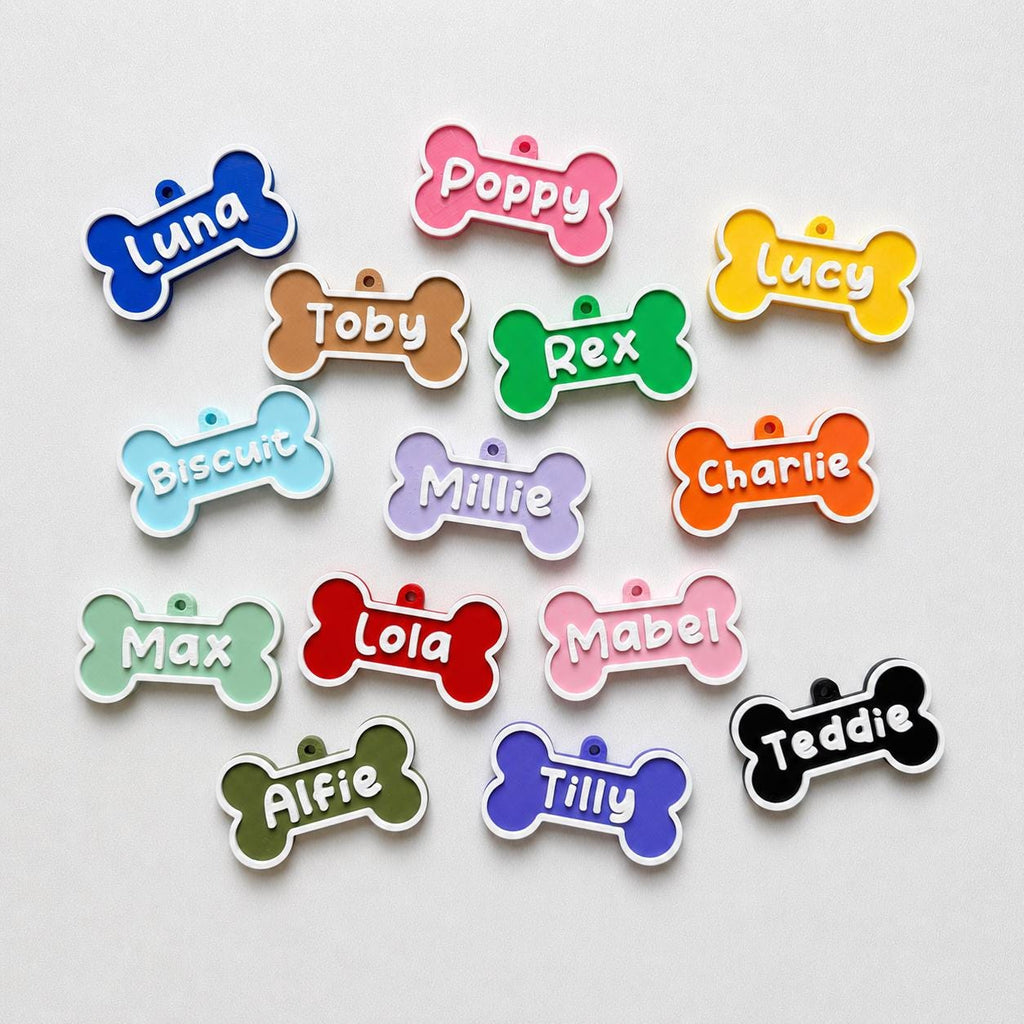 Personalised Pet Collar Name Tag - Custom Dog Puppy Cat ID Disk Bone Charm