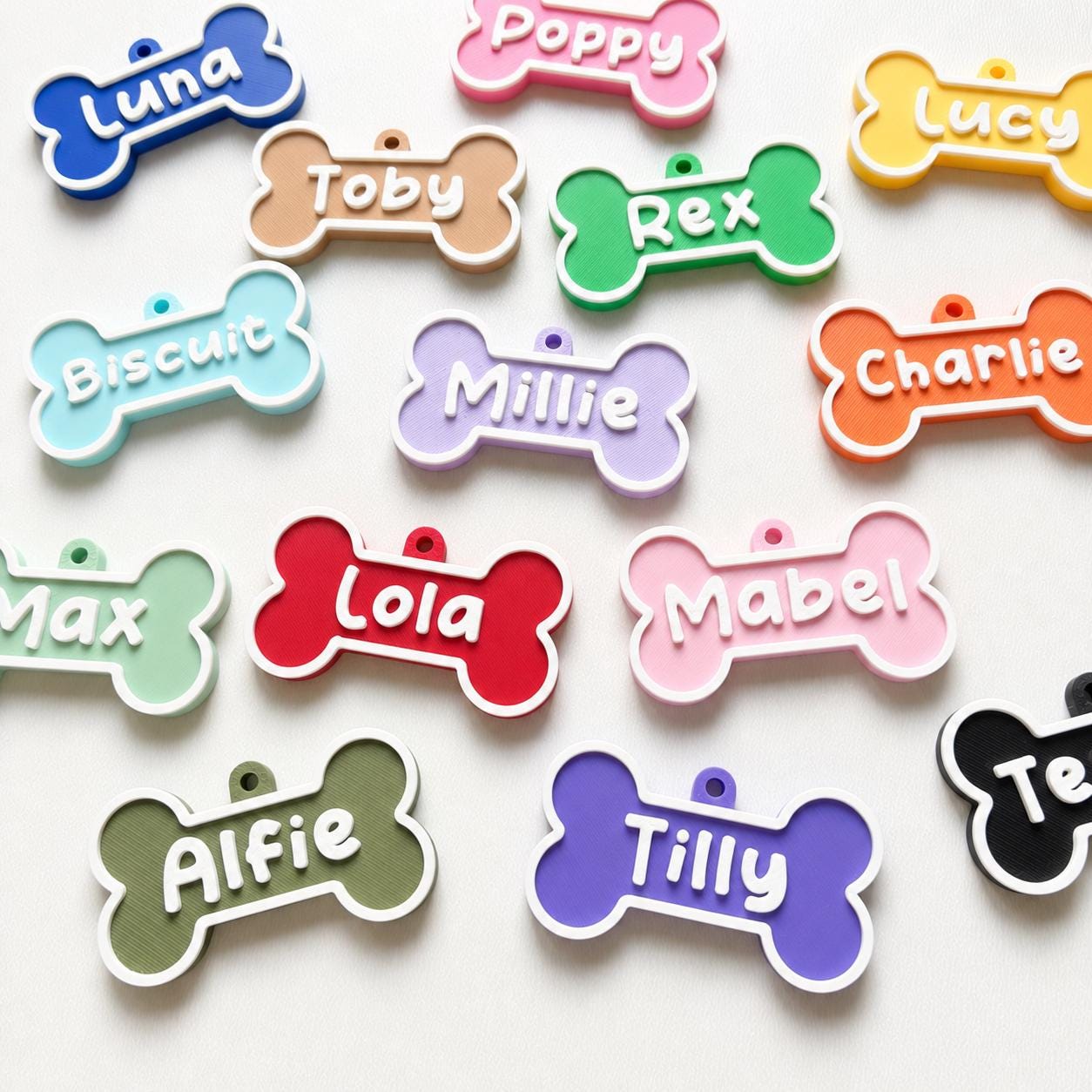 Personalised Pet Collar Name Tag - Custom Dog Puppy Cat ID Disk Bone Charm
