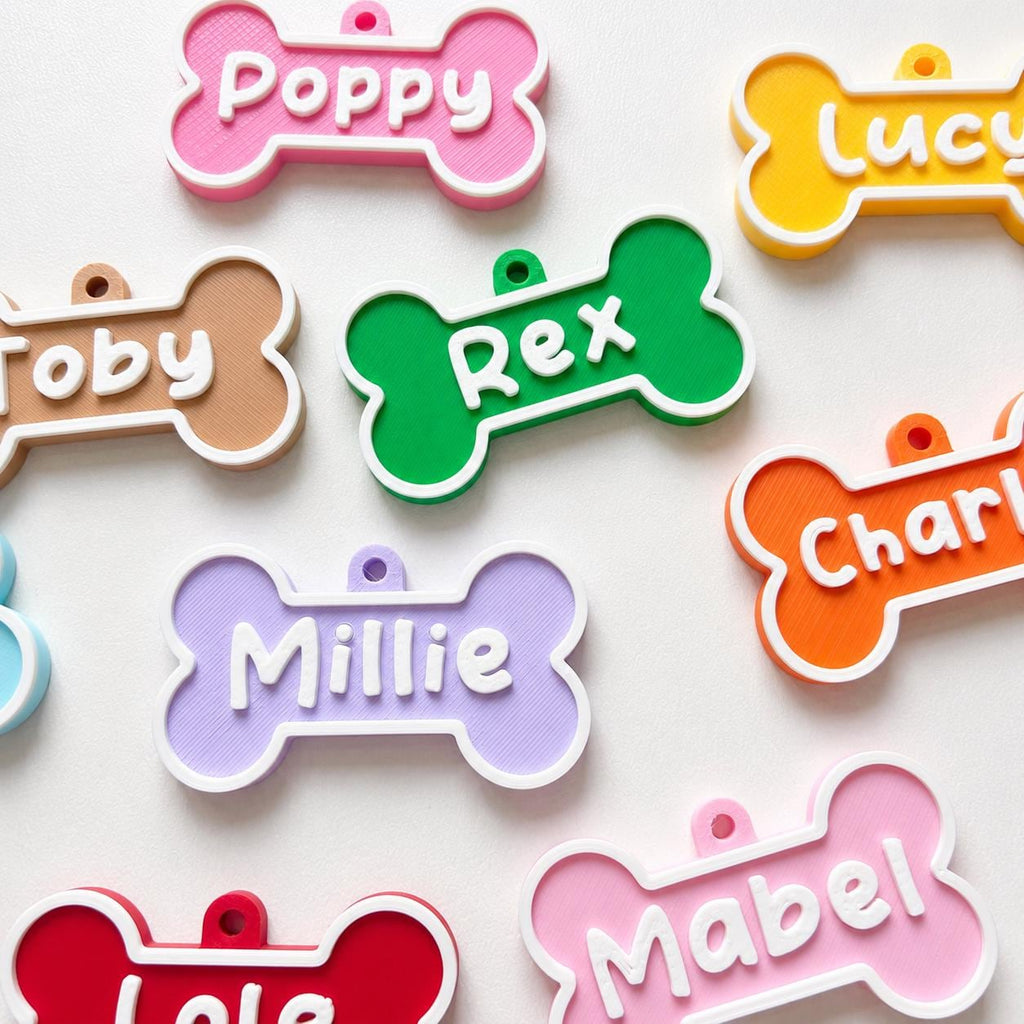 Personalised Pet Collar Name Tag - Custom Dog Puppy Cat ID Disk Bone Charm