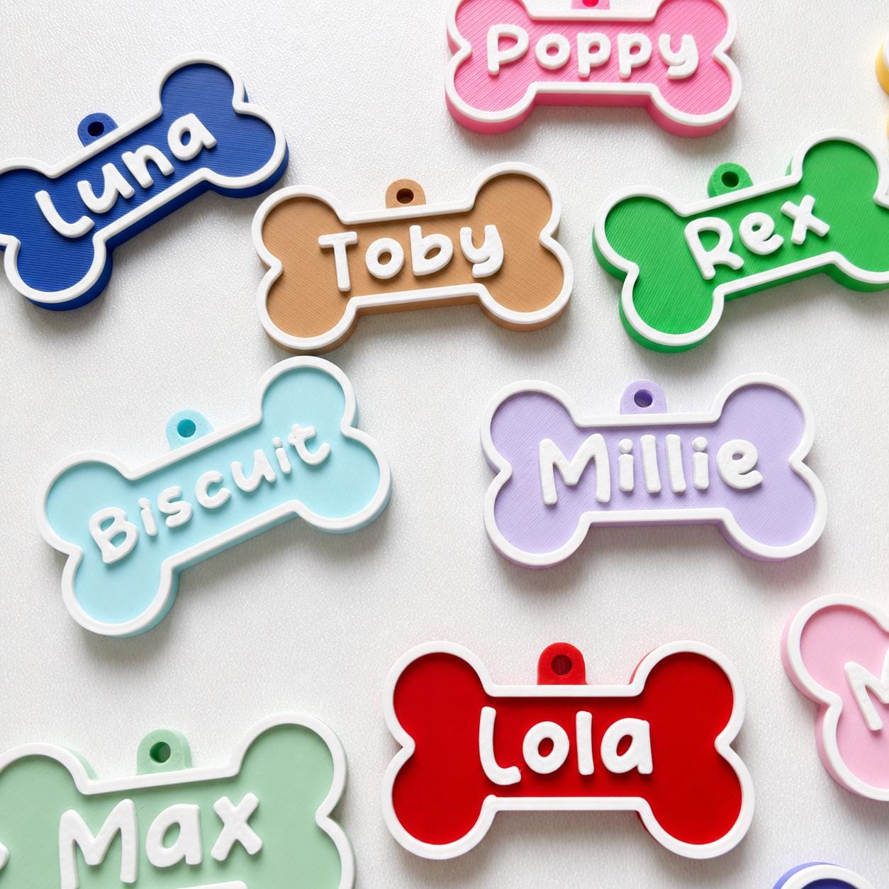Personalised Pet Collar Name Tag - Custom Dog Puppy Cat ID Disk Bone Charm