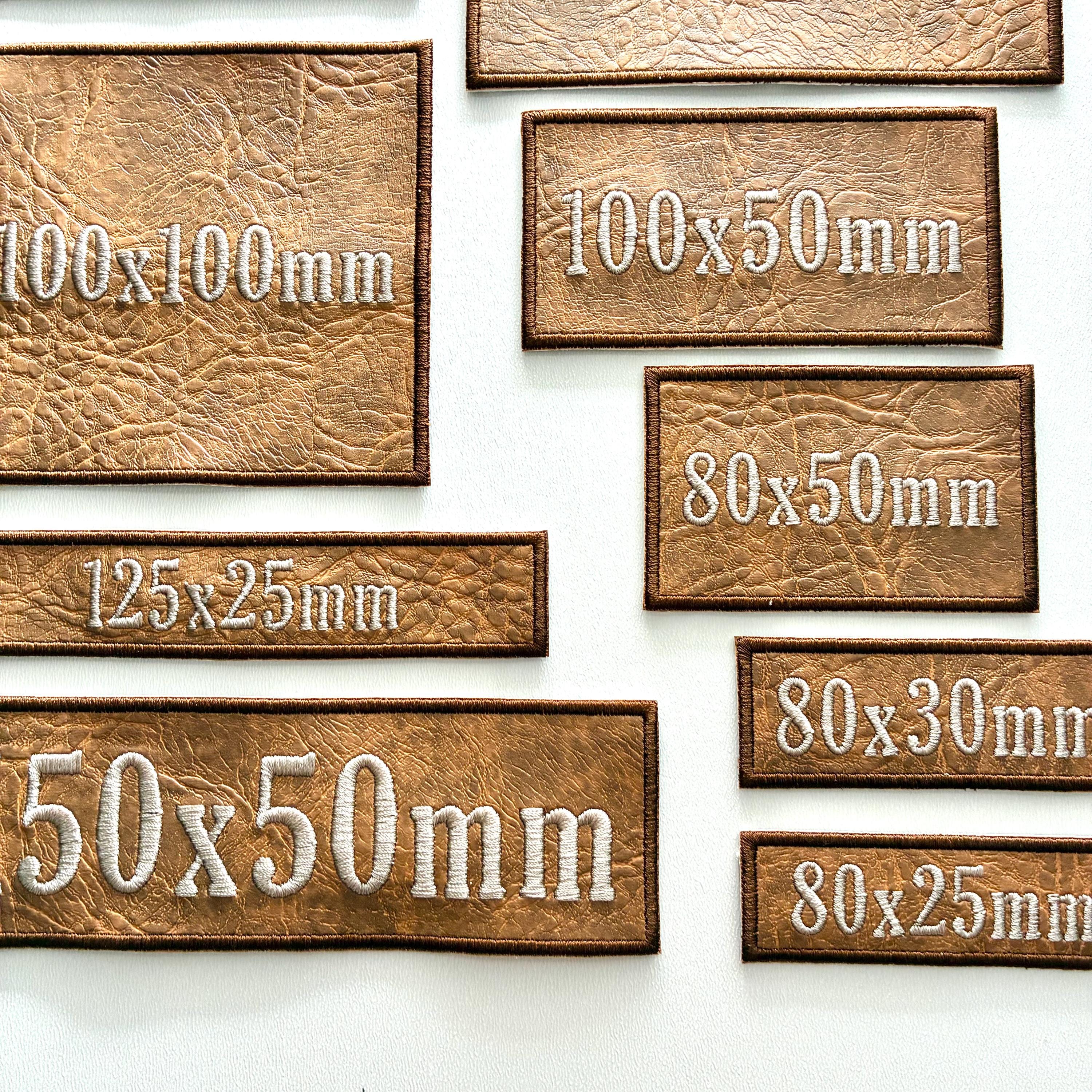 Personalised Embroidered Faux Leather Patches Sew/Iron/VELCRO® Biker Text Badges
