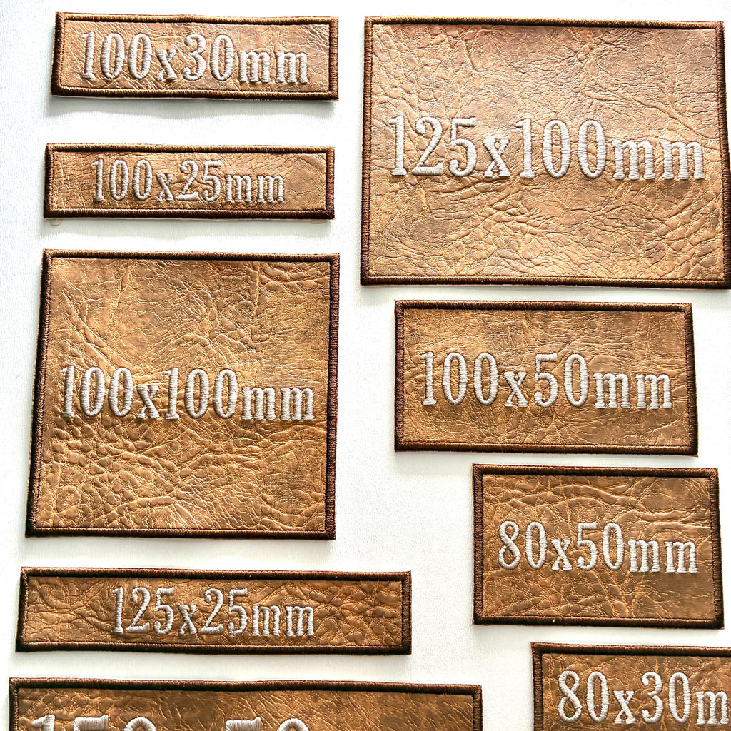 Personalised Embroidered Faux Leather Patches Sew/Iron/VELCRO® Biker Text Badges