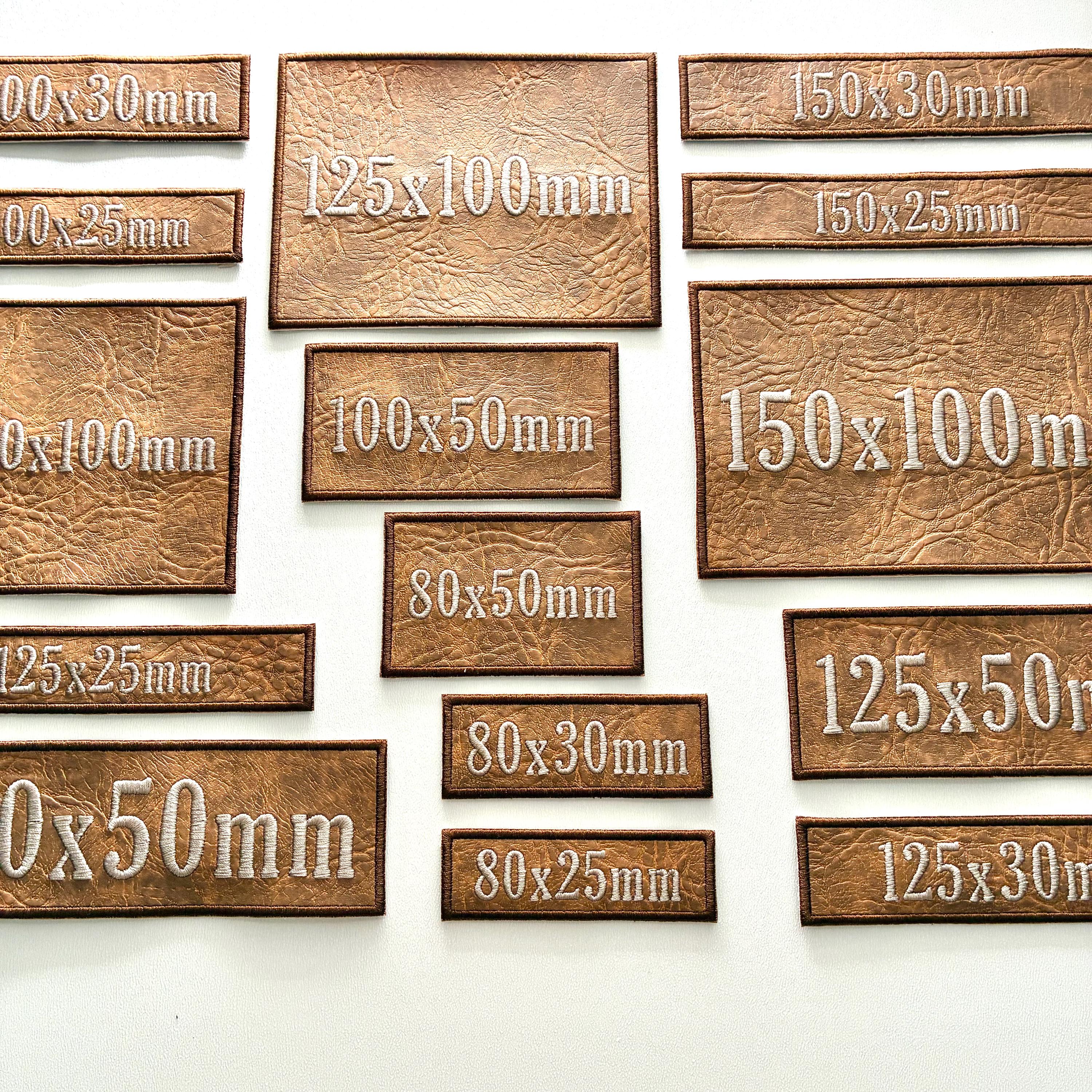 Personalised Embroidered Faux Leather Patches Sew/Iron/VELCRO® Biker Text Badges