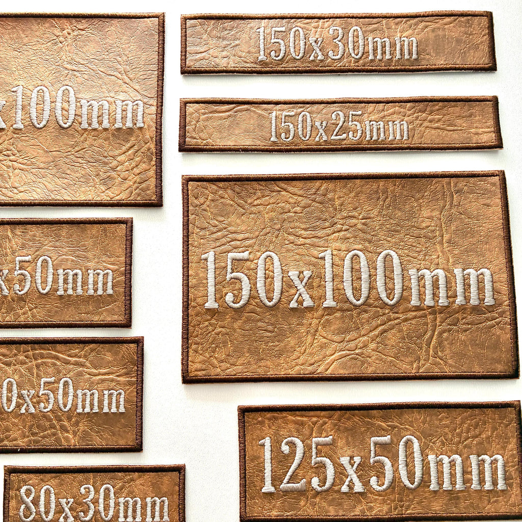 Personalised Embroidered Faux Leather Patches Sew/Iron/VELCRO® Biker Text Badges
