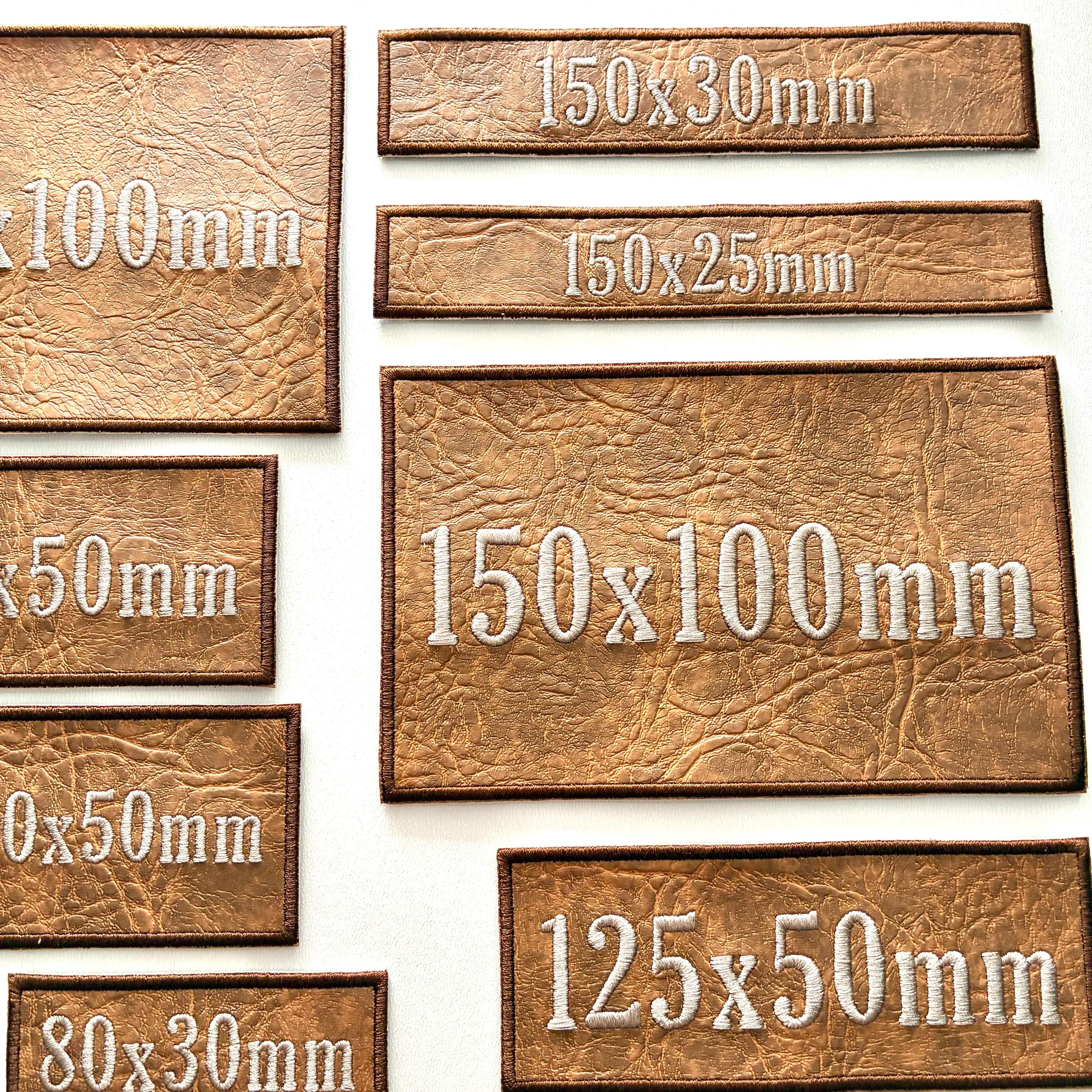Personalised Embroidered Faux Leather Patches Sew/Iron/VELCRO® Biker Text Badges