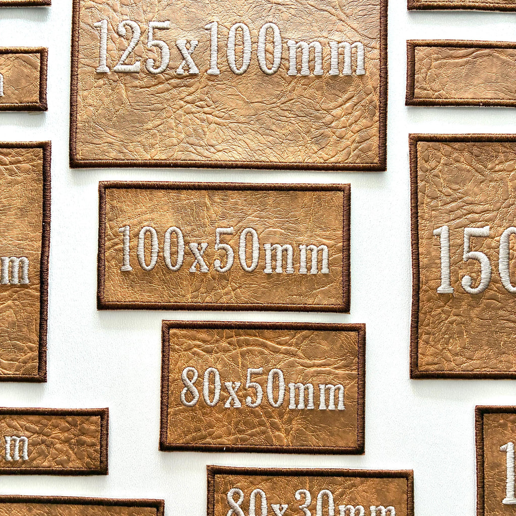 Personalised Embroidered Faux Leather Patches Sew/Iron/VELCRO® Biker Text Badges