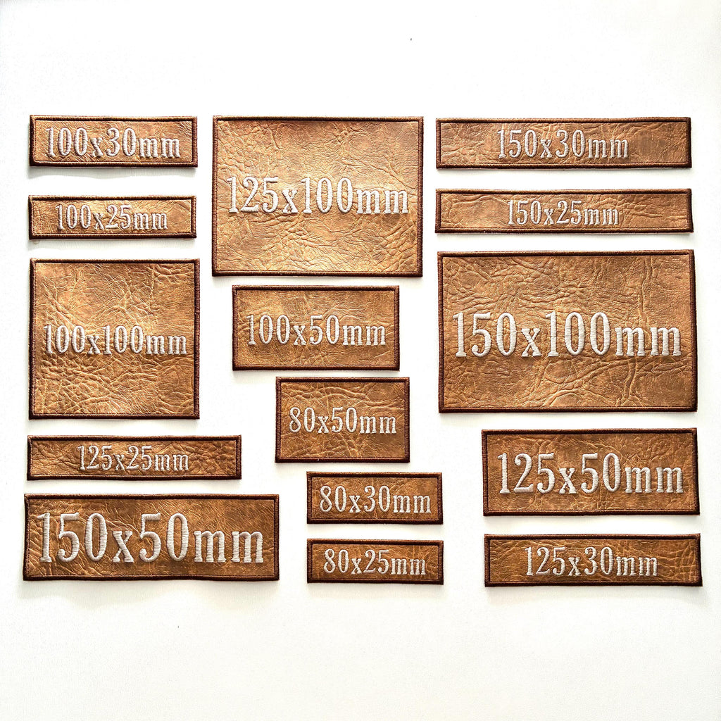 Personalised Embroidered Faux Leather Patches Sew/Iron/VELCRO® Biker Text Badges