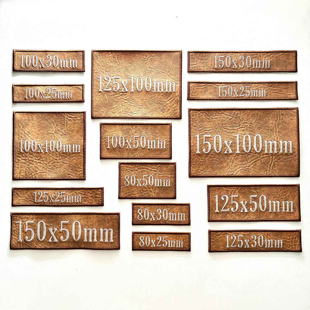 Personalised Embroidered Faux Leather Patches Sew/Iron/VELCRO® Biker Text Badges