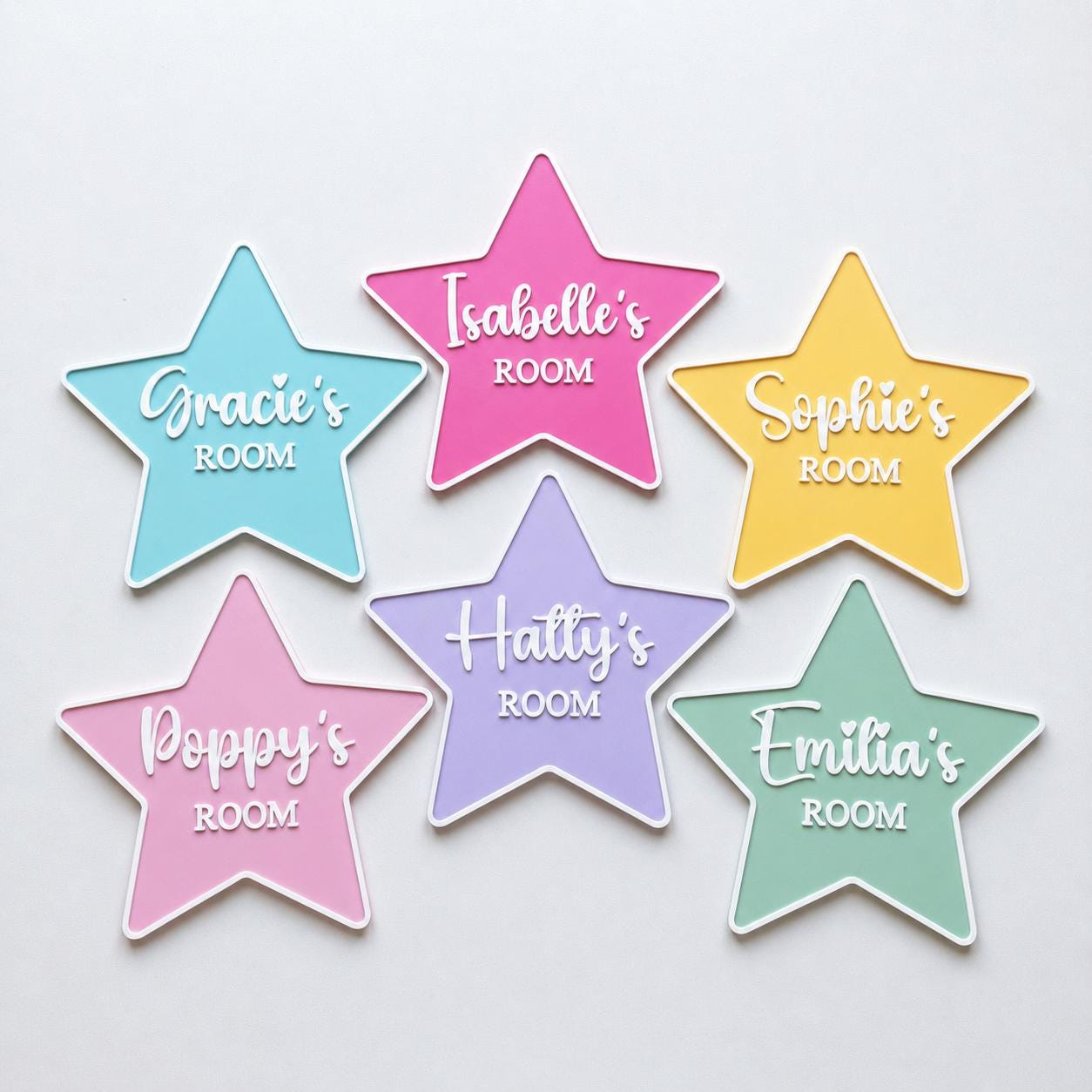 Personalised Name Door Sign – Custom Girls Bedroom Star Decoration Plate Plaque