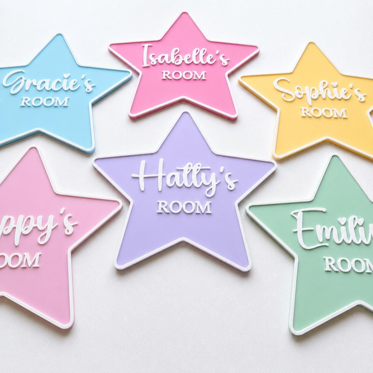 Personalised Name Door Sign – Custom Girls Bedroom Star Decoration Plate Plaque