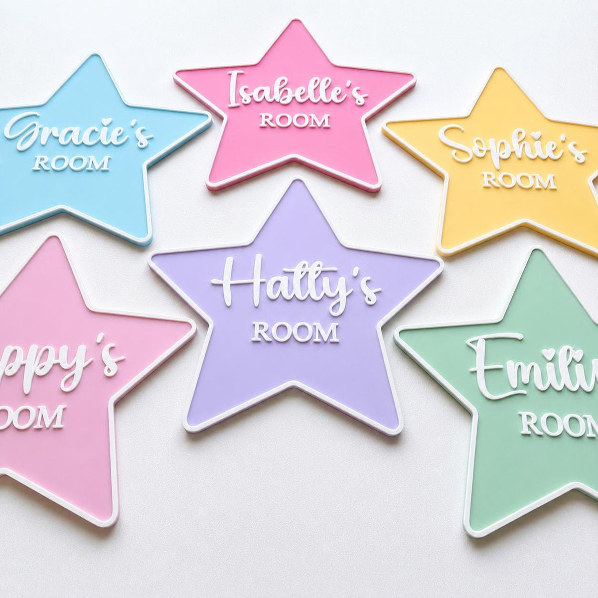Personalised Name Door Sign – Custom Girls Bedroom Star Decoration Plate Plaque
