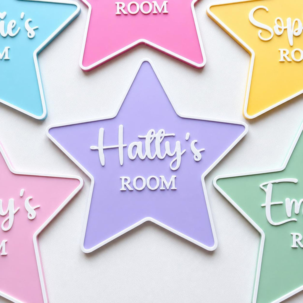 Personalised Name Door Sign – Custom Girls Bedroom Star Decoration Plate Plaque