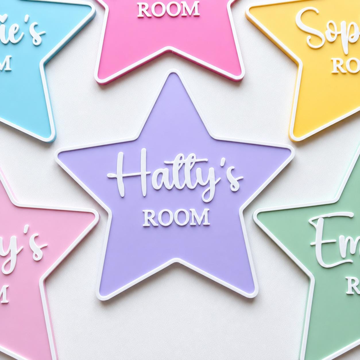 Personalised Name Door Sign – Custom Girls Bedroom Star Decoration Plate Plaque