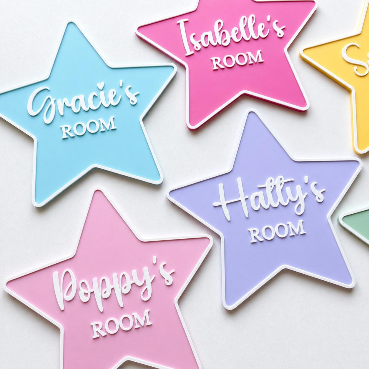 Personalised Name Door Sign – Custom Girls Bedroom Star Decoration Plate Plaque