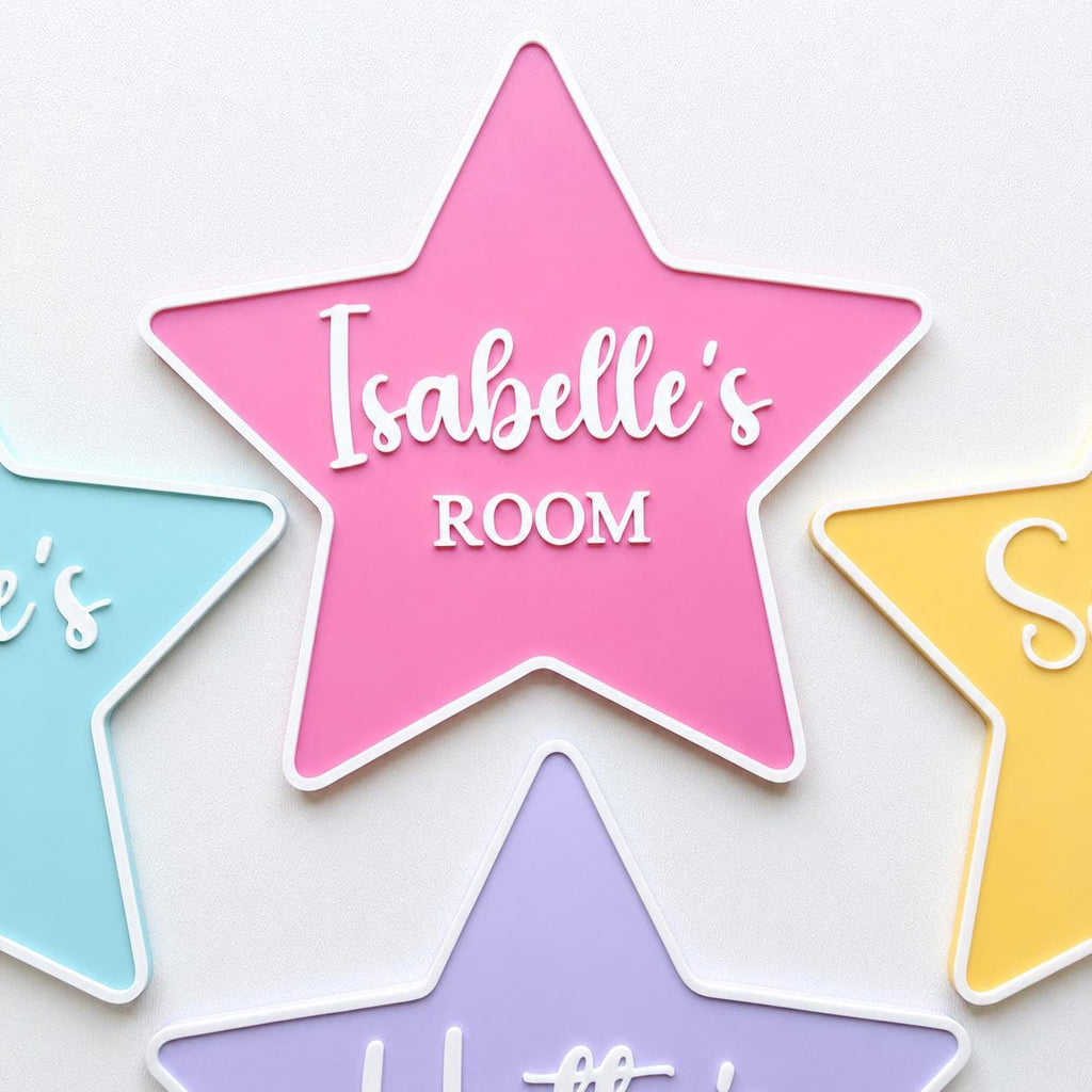 Personalised Name Door Sign – Custom Girls Bedroom Star Decoration Plate Plaque
