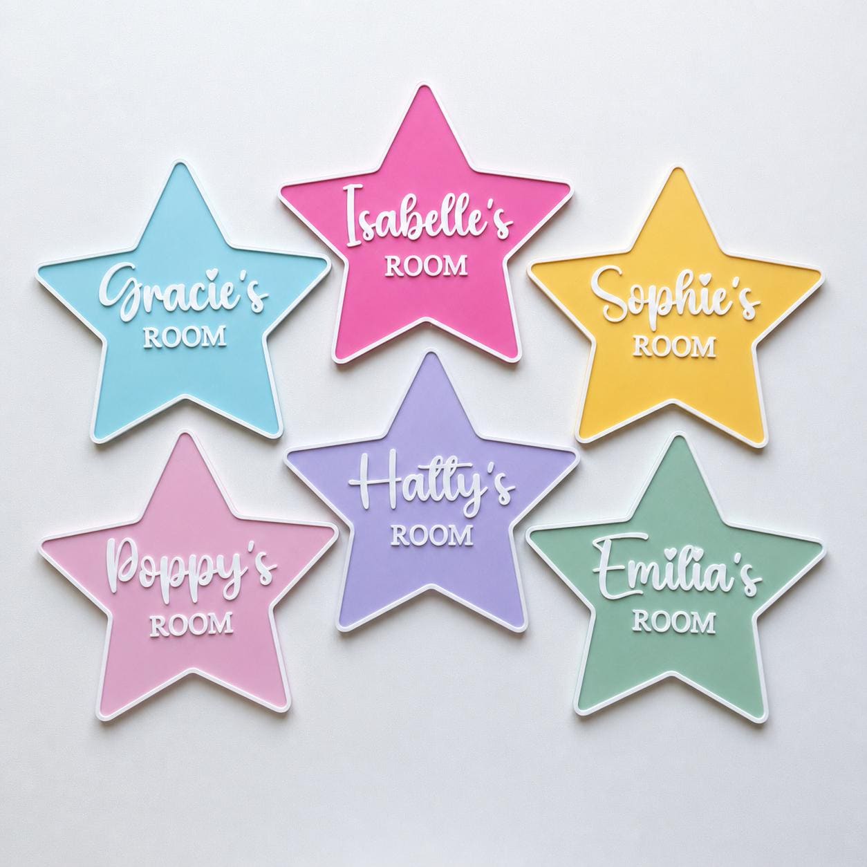Personalised Name Door Sign – Custom Girls Bedroom Star Decoration Plate Plaque