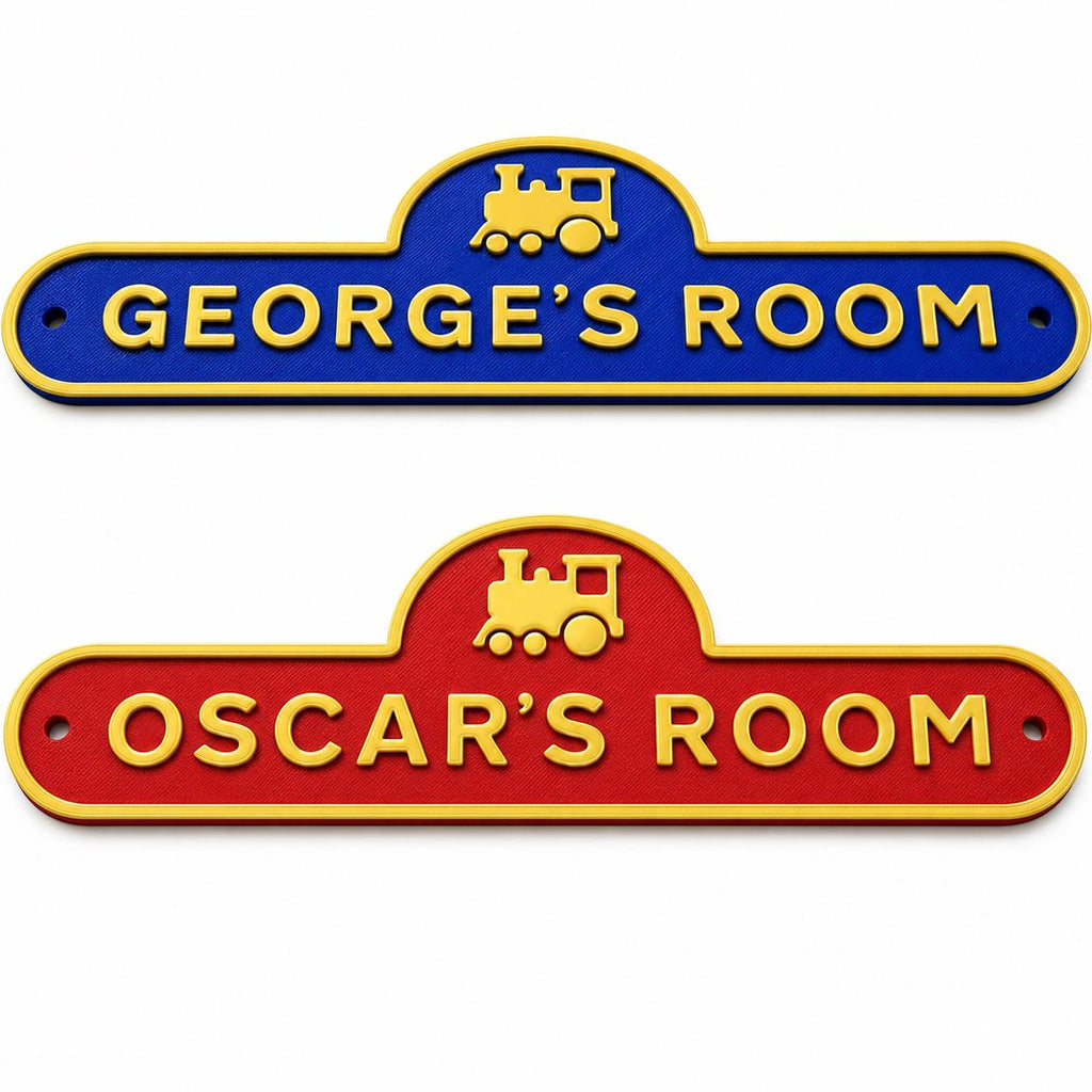 Personalised Kids Name Train Door Sign – Custom Boys Bedroom Decoration Plate