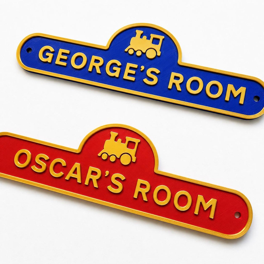 Personalised Kids Name Train Door Sign – Custom Boys Bedroom Decoration Plate