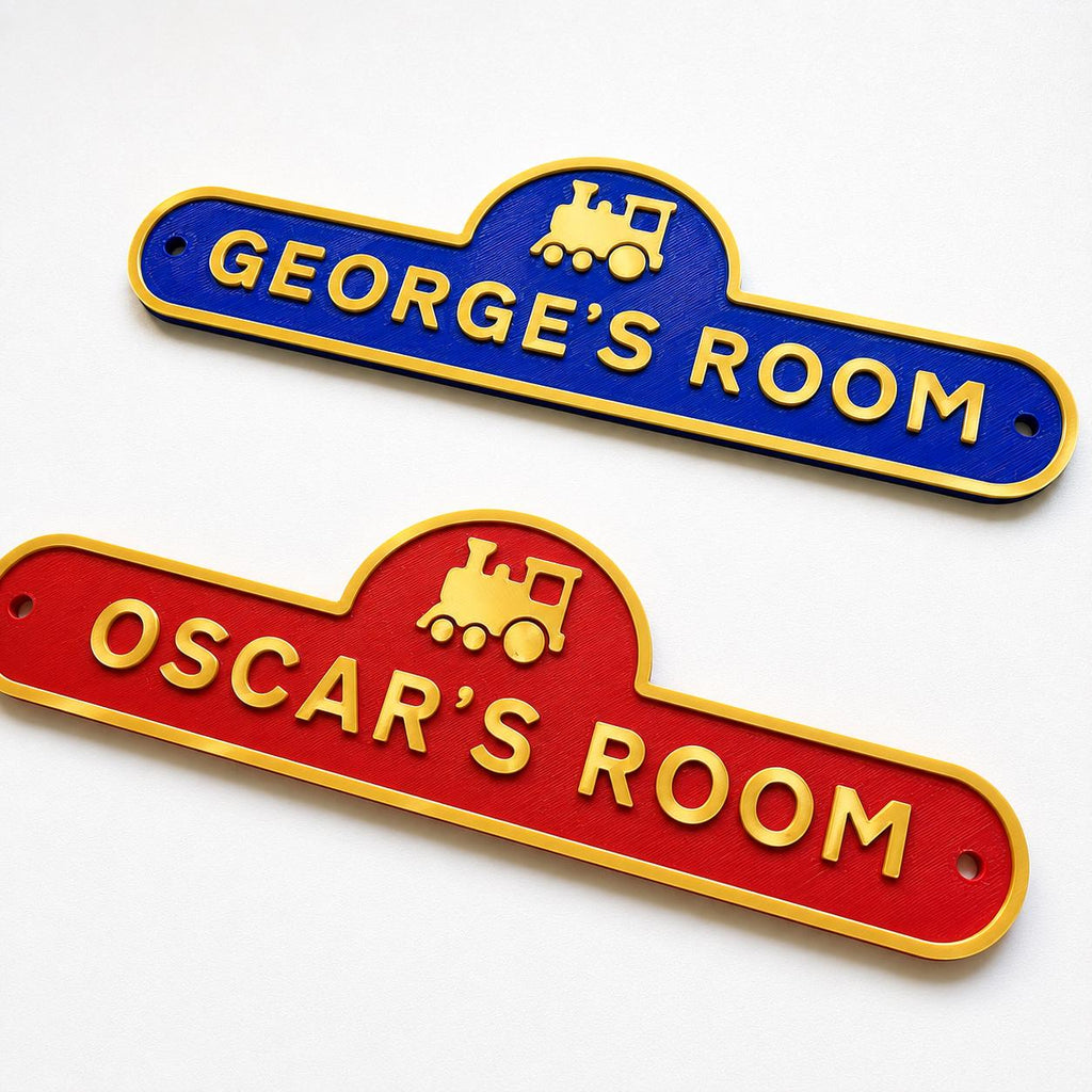 Personalised Kids Name Train Door Sign – Custom Boys Bedroom Decoration Plate