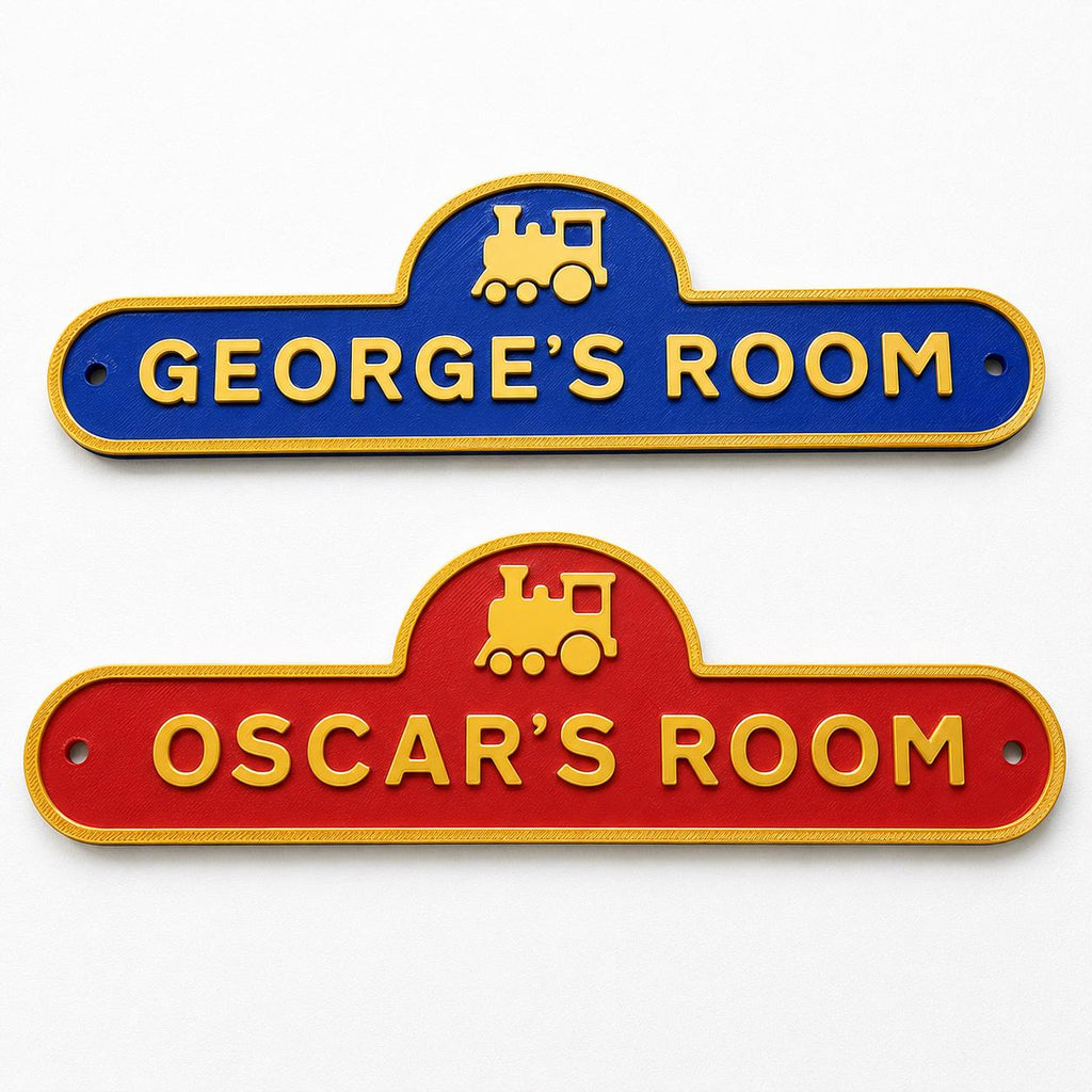 Personalised Kids Name Train Door Sign – Custom Boys Bedroom Decoration Plate