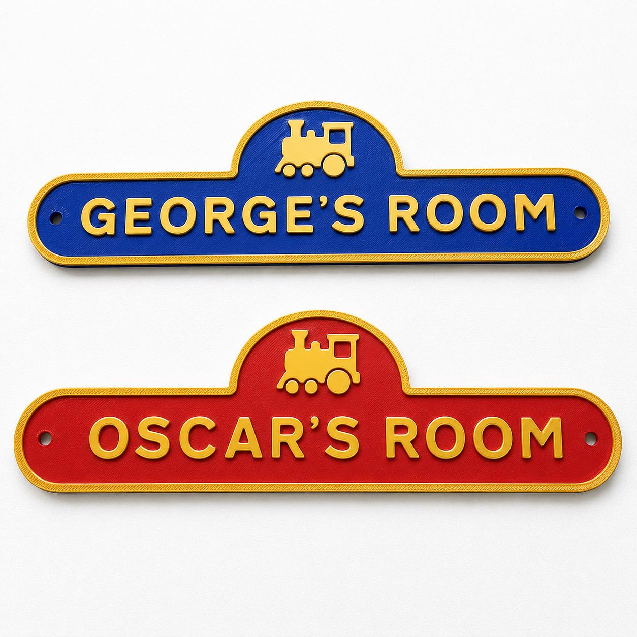 Personalised Kids Name Train Door Sign – Custom Boys Bedroom Decoration Plate