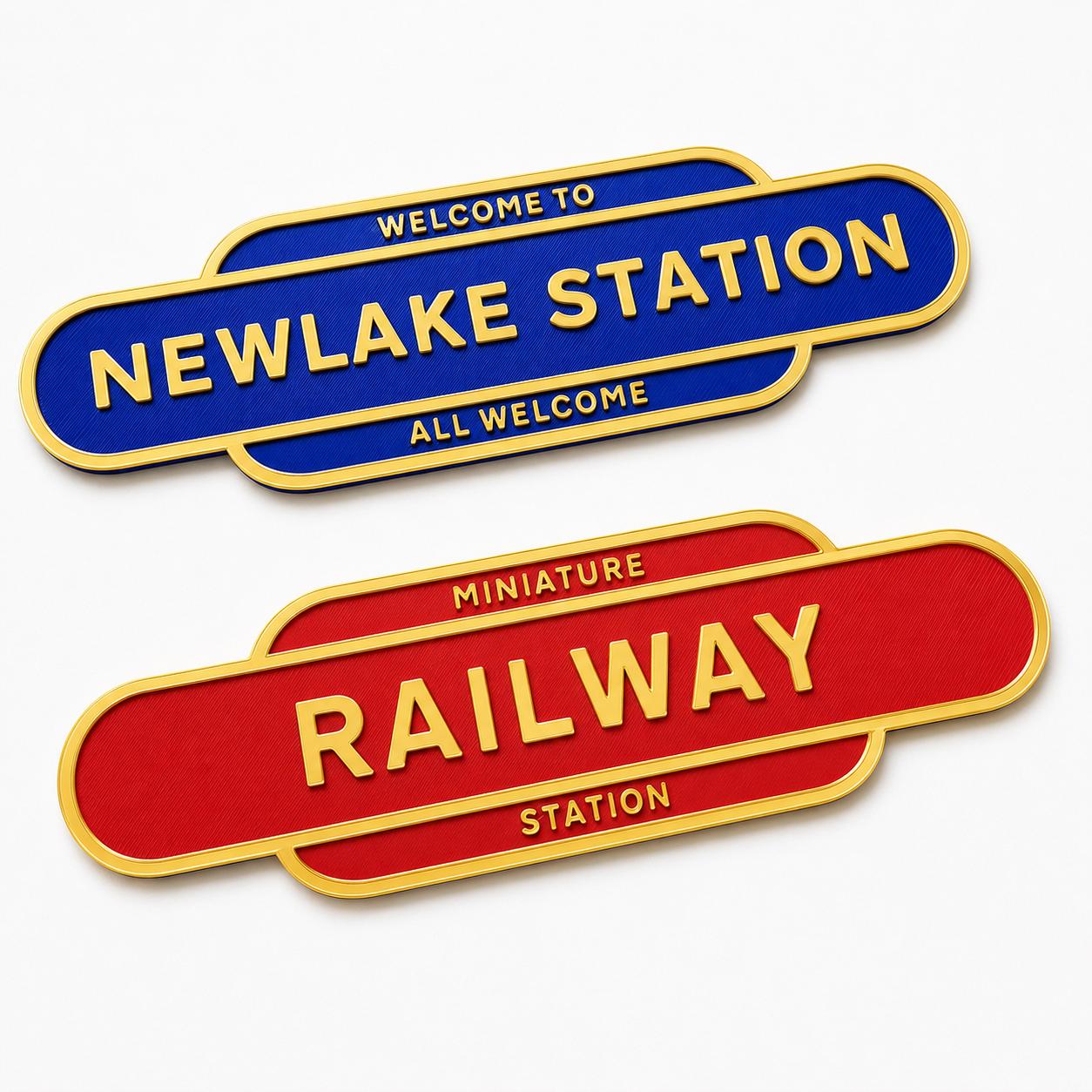 Personalised Text Railway Sign Man Cave Workshop Garage Shed Model Train Plaque