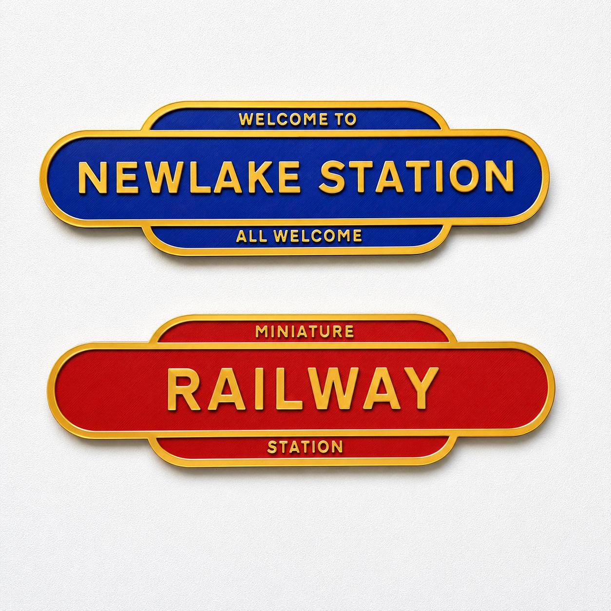 Personalised Text Railway Sign Man Cave Workshop Garage Shed Model Train Plaque