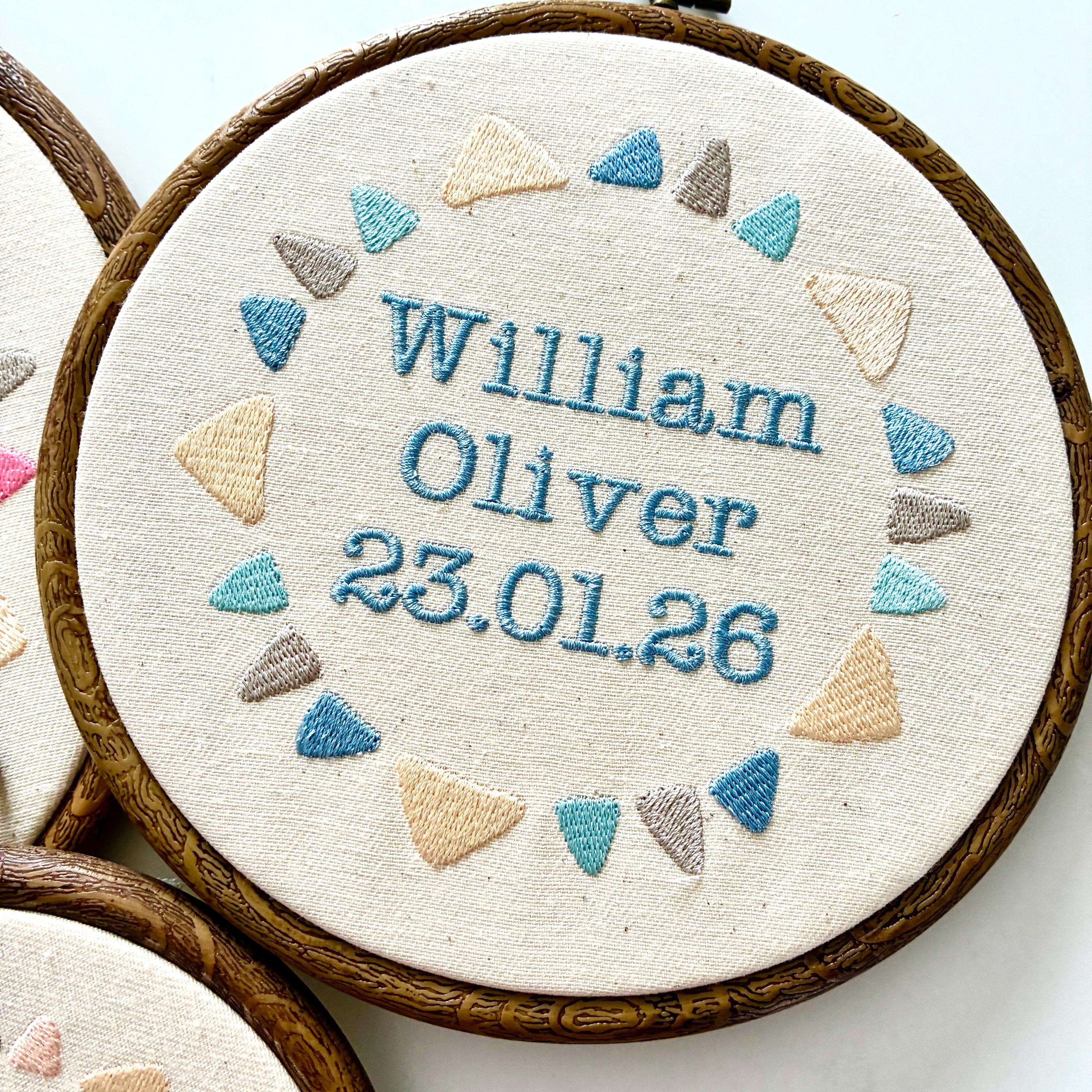 Personalised Embroidery Hoop – Custom Name Embroidered Vintage Art Nursery Decor Baby Shower Birth Announcement Gift