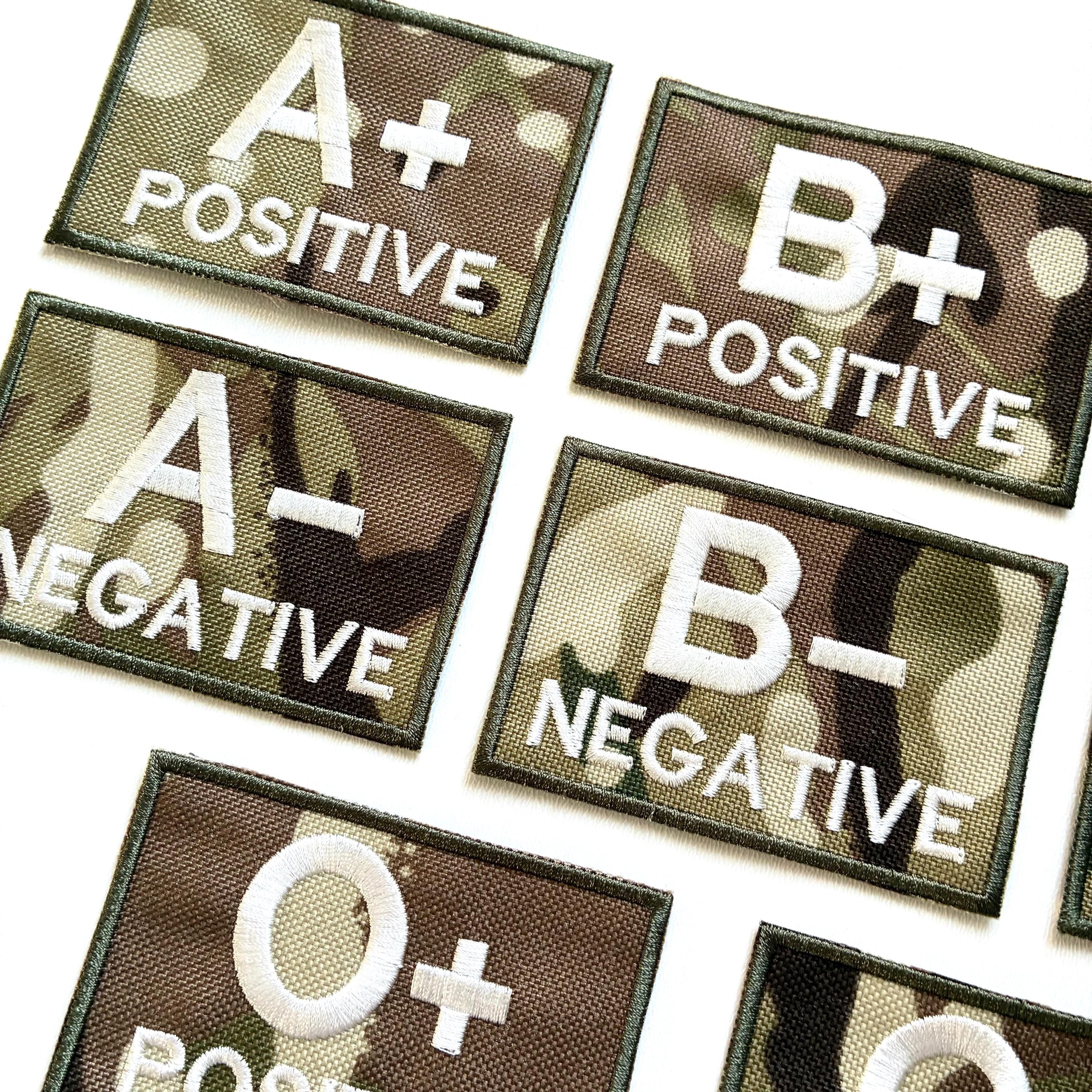 Embroidered Blood Group Camo Patches 90x60mm Sew/Iron/VELCRO® Military Medical Badges