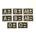 Embroidered Blood Group Olive Patches 50x30mm Sew/Iron/VELCRO® Military Medical Badges
