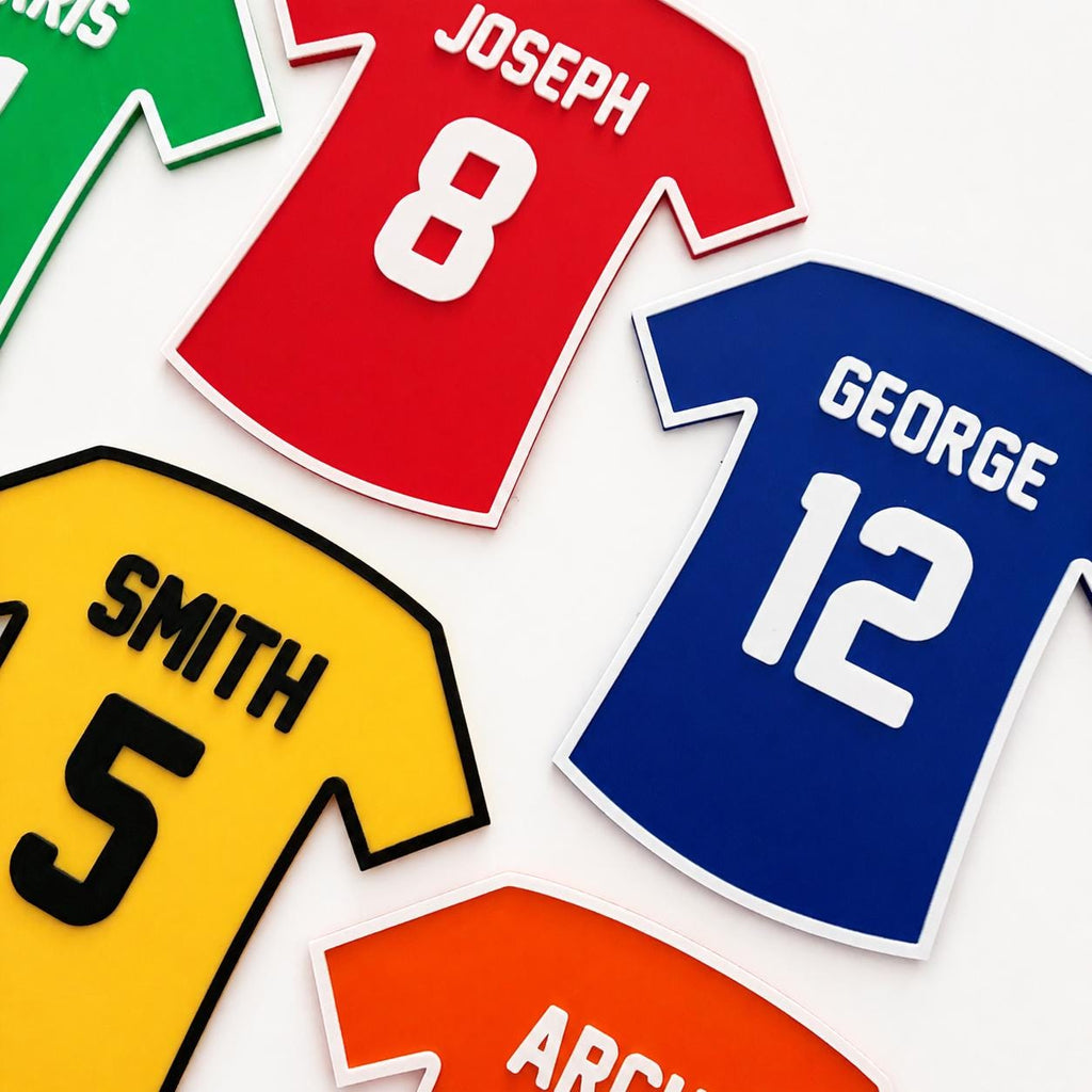 Personalised Football Shirt Plaque Kids Name Door Sign Custom Boys Bedroom Decor