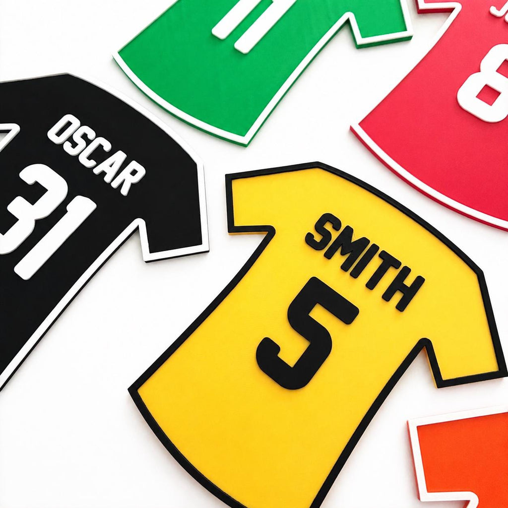Personalised Football Shirt Plaque Kids Name Door Sign Custom Boys Bedroom Decor