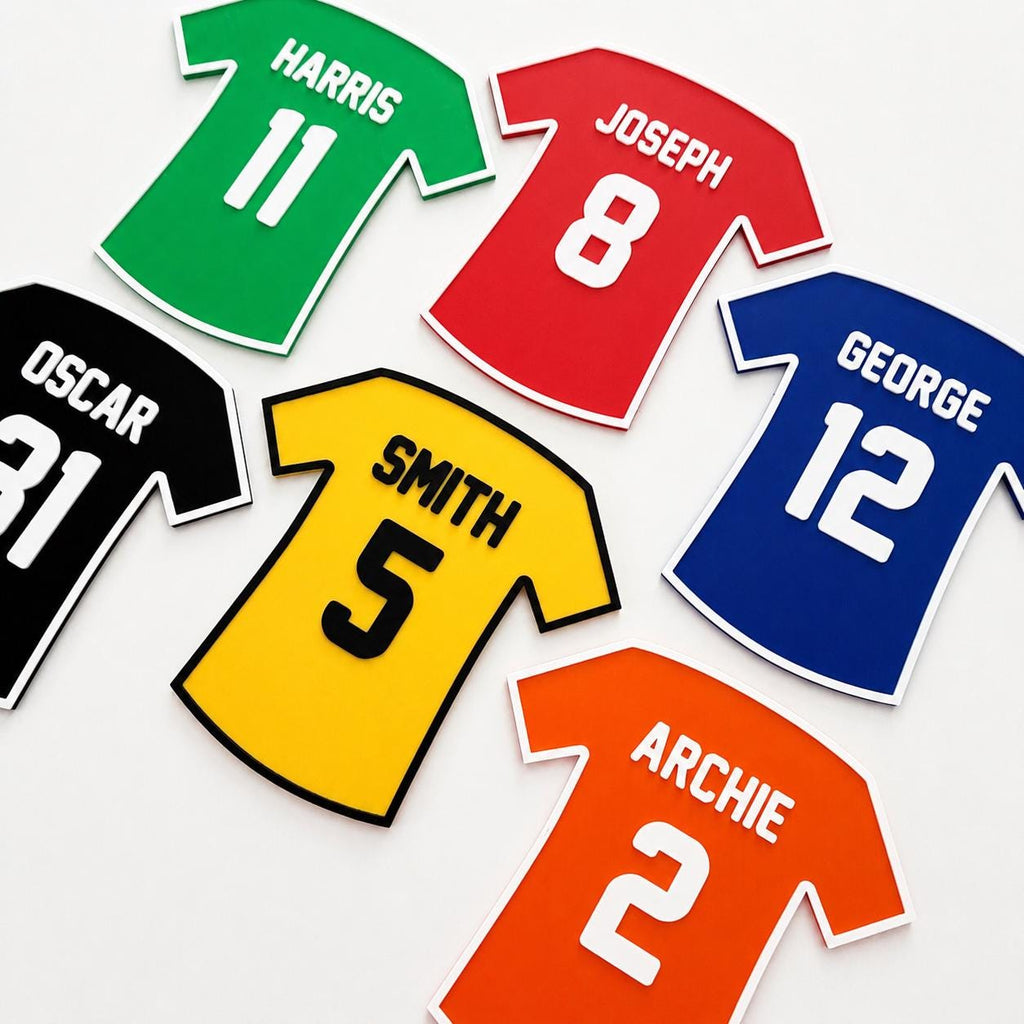 Personalised Football Shirt Plaque Kids Name Door Sign Custom Boys Bedroom Decor