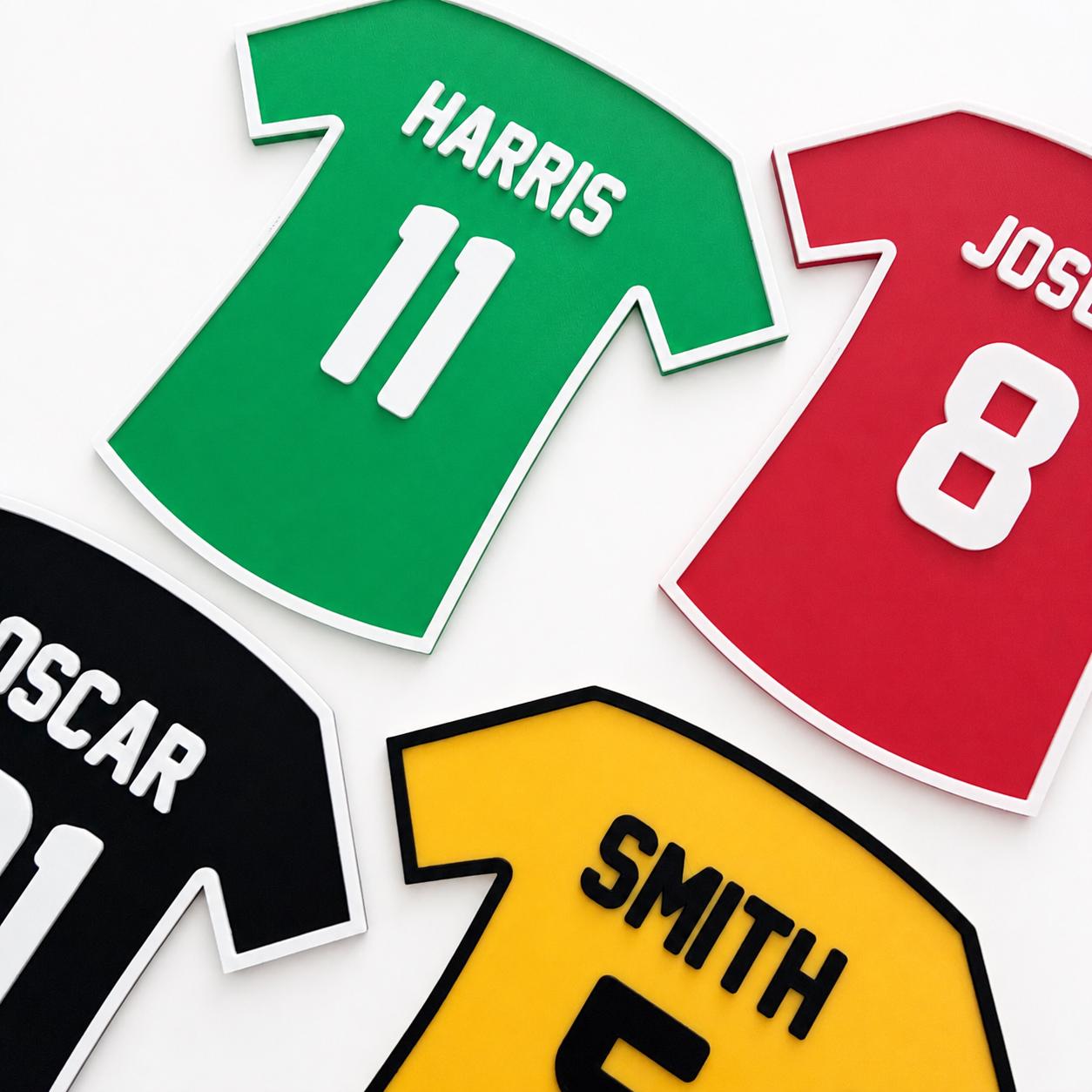 Personalised Football Shirt Plaque Kids Name Door Sign Custom Boys Bedroom Decor