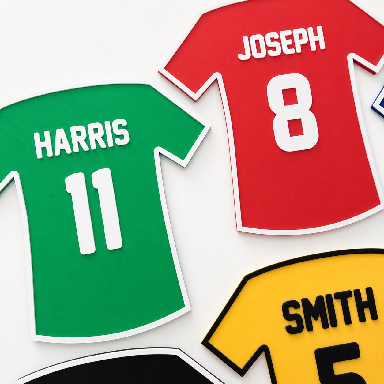 Personalised Football Shirt Plaque Kids Name Door Sign Custom Boys Bedroom Decor