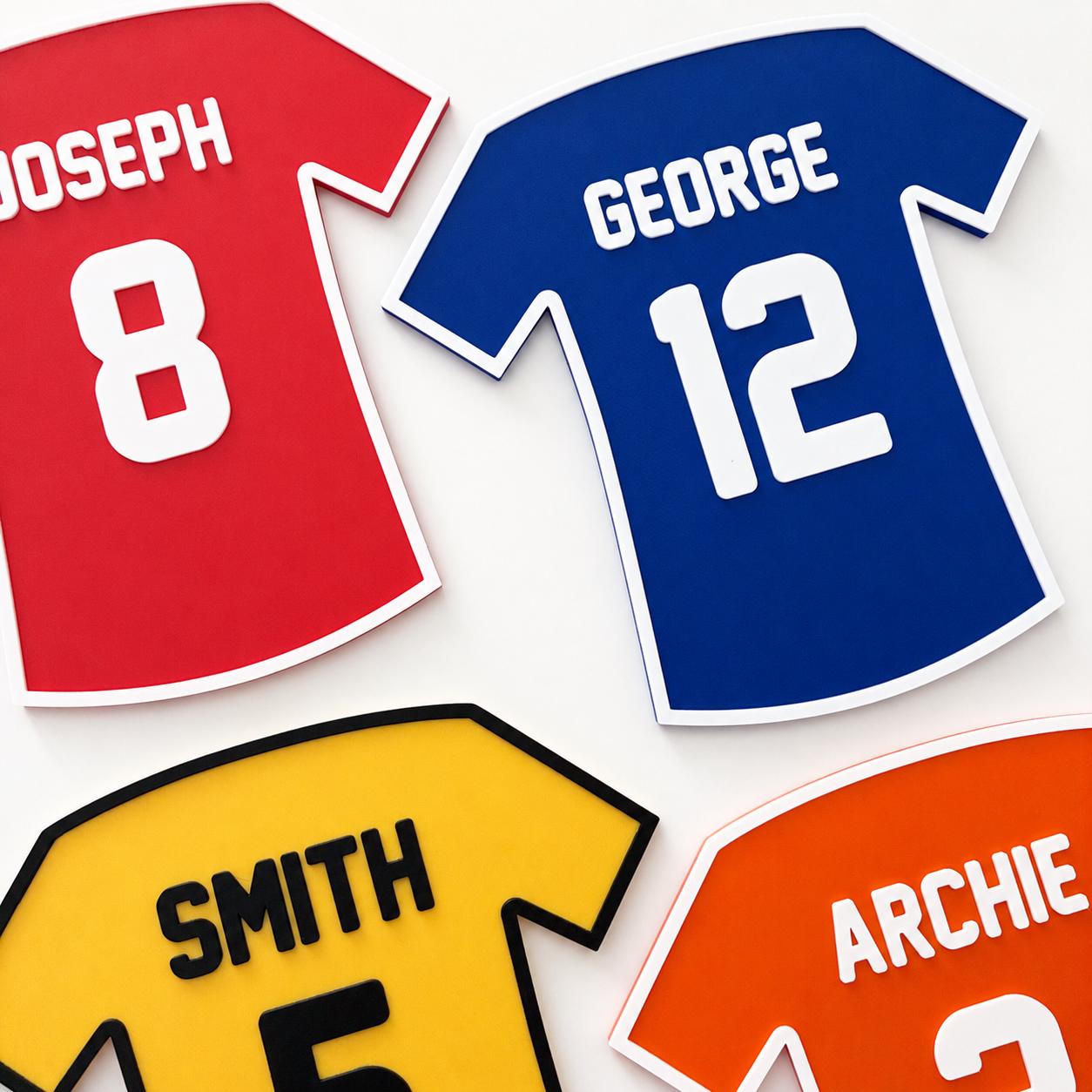 Personalised Football Shirt Plaque Kids Name Door Sign Custom Boys Bedroom Decor
