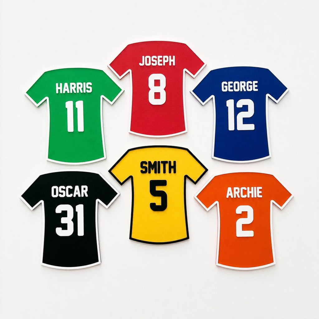 Personalised Football Shirt Plaque Kids Name Door Sign Custom Boys Bedroom Decor