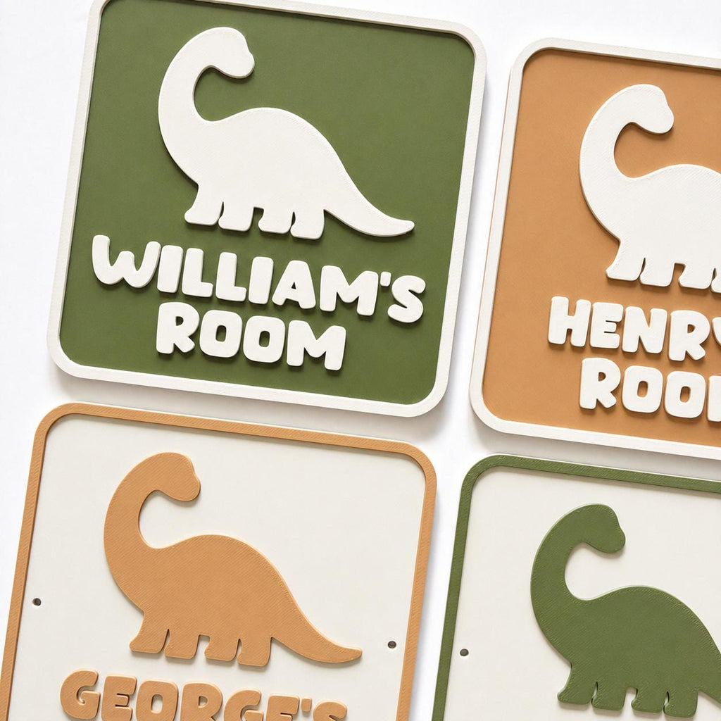 Personalised Dinosaur Bedroom Door Sign – Custom Kids Name Room Decoration Plate