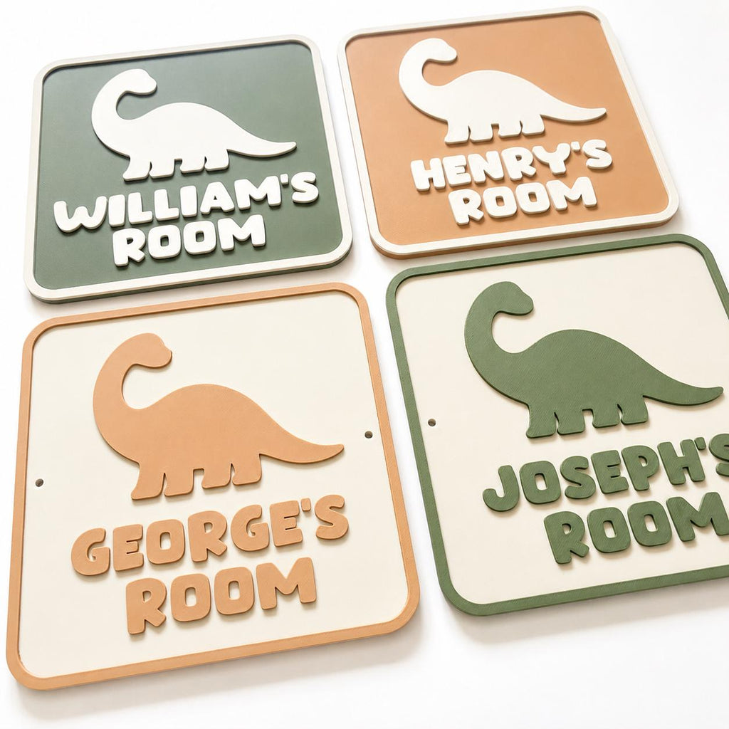 Personalised Dinosaur Bedroom Door Sign – Custom Kids Name Room Decoration Plate