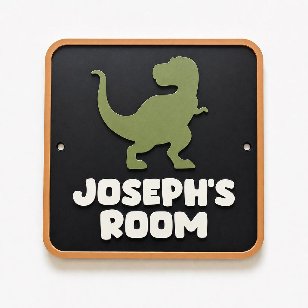 Personalised Dinosaur Bedroom Door Sign – Custom Kids Name Room Decoration Plate