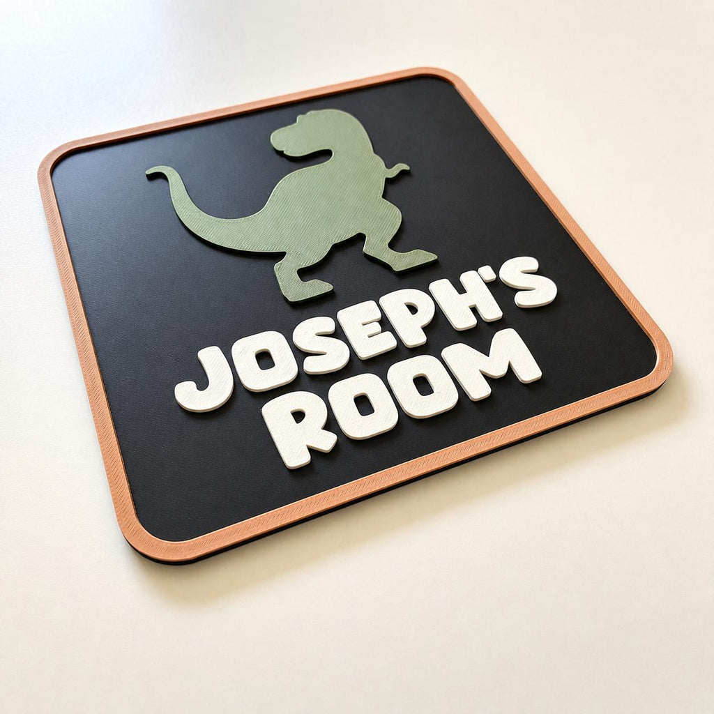 Personalised Dinosaur Bedroom Door Sign – Custom Kids Name Room Decoration Plate