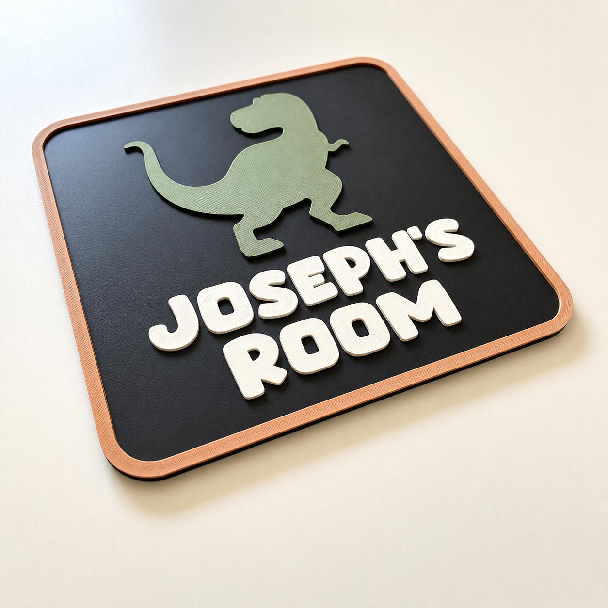Personalised Dinosaur Bedroom Door Sign – Custom Kids Name Room Decoration Plate