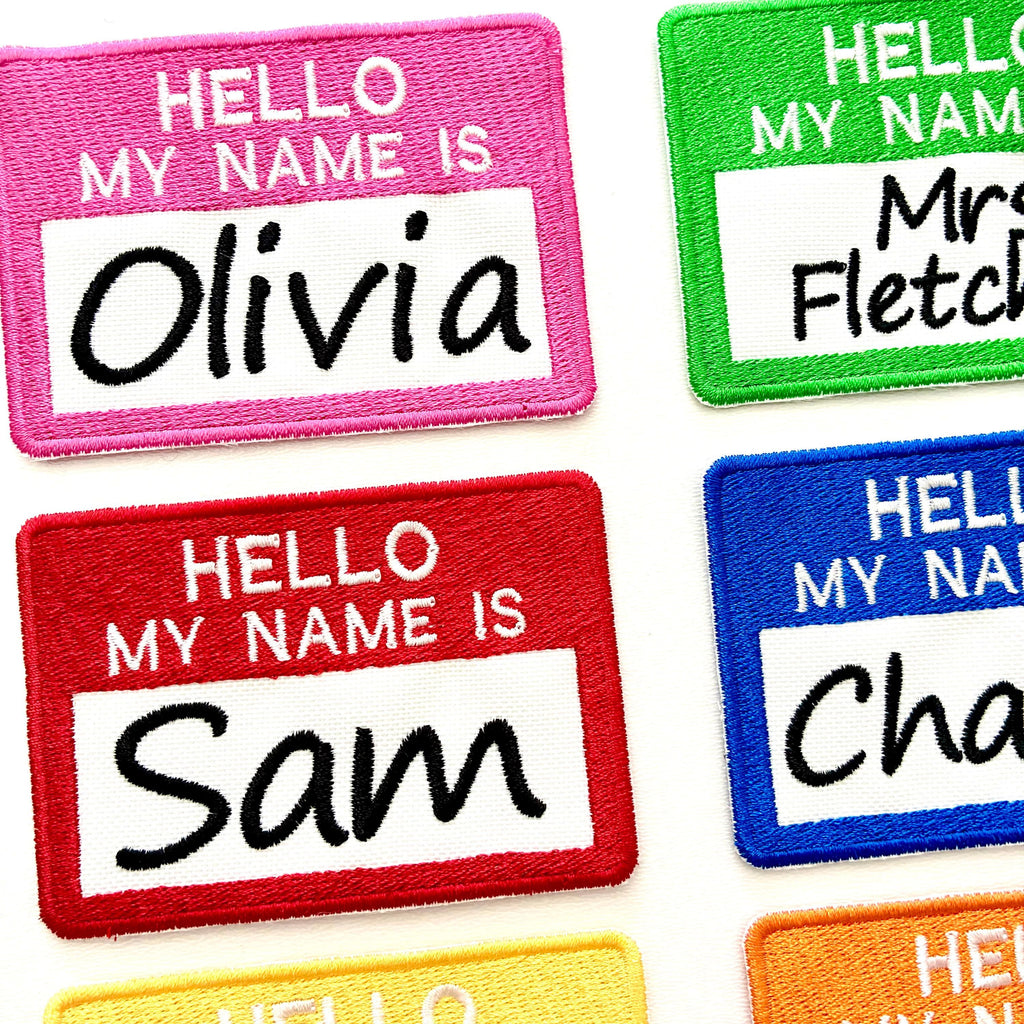 Personalised Embroidered Hello My Name Is Badges Sew/Iron/VELCRO® Text Patches