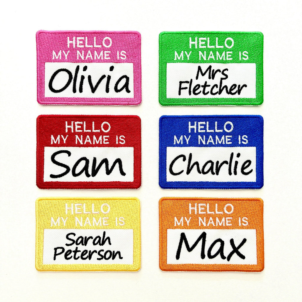Personalised Embroidered Hello My Name Is Badges Sew/Iron/VELCRO® Text Patches