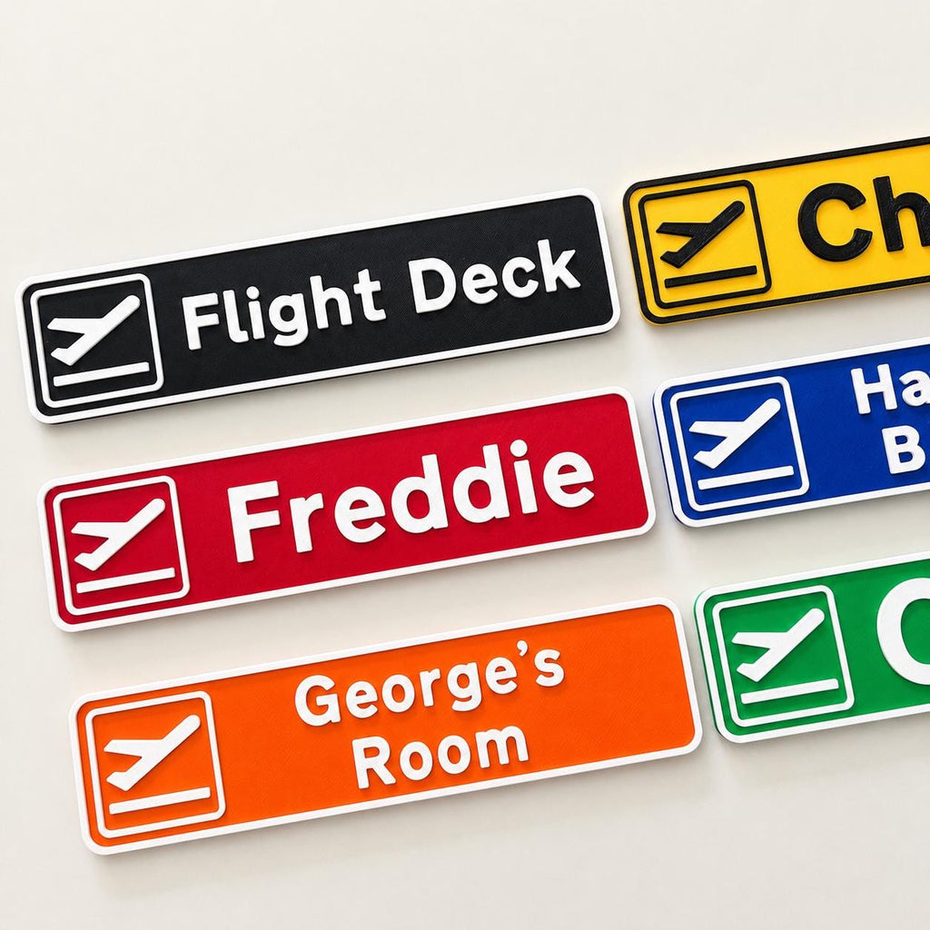 Personalised Departures Sign Airport Airplane Kids Name Bedroom Door AvGeek Gift